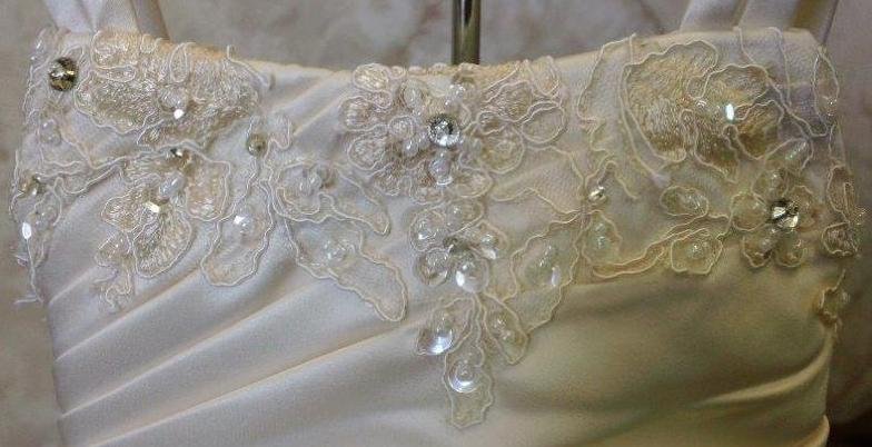 pleated applique bodice